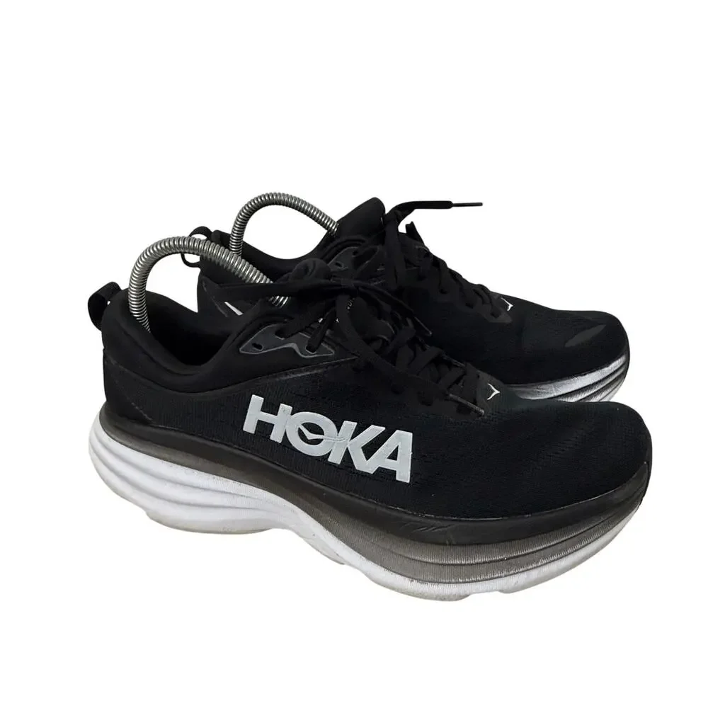 Hoka One One Bondi 8 Shoes Women’s Size 11 D Wide Running Black White